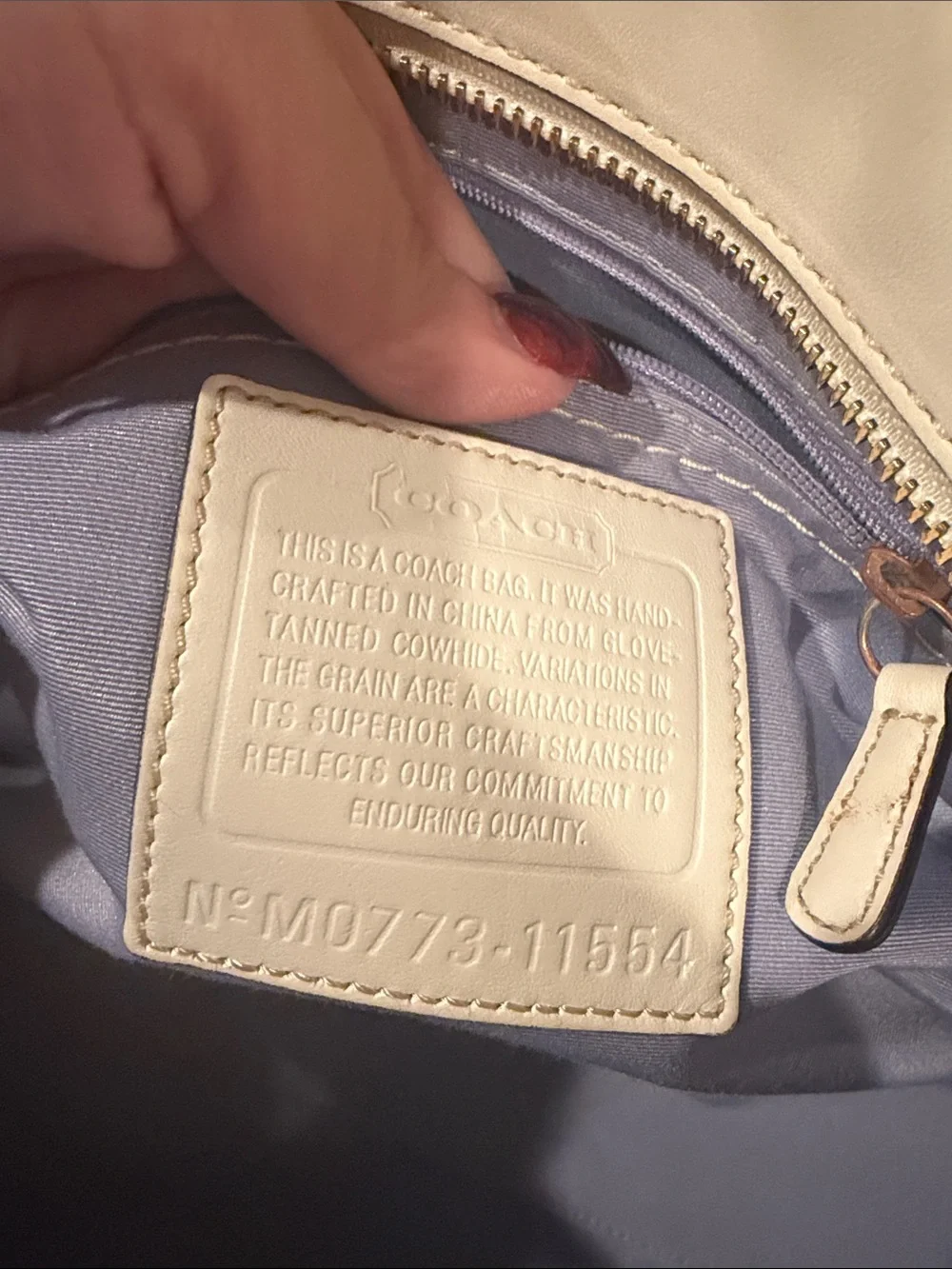 Coach White Leather Tote Bag with Turnlock Closure